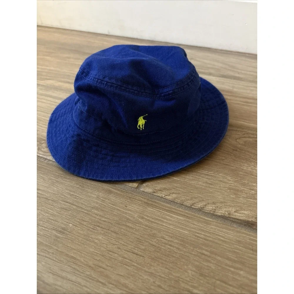 Polo Ralph Lauren Size 4-7 Bucket Hat Color Blue Classic Bright Green Pony Logo